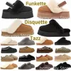 sandały designerskie kobiety Tazz Slipper Kaptaki Tasman Fluff Yeah Slide kasztanowa musztarda piasek czarny gęś futro Płaska zima ciepła#