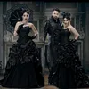 Vintage zwarte gotische trouwjurken plus size sweetheart veter corset veter-up Victoriaanse vampieren punk Evil Queens Bridal Jurk 274L