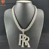 Gioielli personalizzati sterling sier passa il ciondolo per lettere rr moissanite con moissanite a diamante