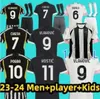 Fans Speler voetbaltruien 2023 2024 Home weg Milik di Maria Vlahovic Kean Pogba Chiesa McKennie Locatelli voetbalshirt 22 23 24 Juventus Kits Men and Kids Unifor