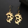 Boucles d'oreilles pendantes Dawapara Animal Dragon chinois Totem Protection amulette cadeaux du Festival de printemps bijoux de mythologie en acier inoxydable