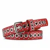 Belts Unisex fashion with rivets for women and men screw with punk rock buckle for women black Ceinture for women Q240401