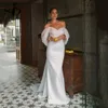 SoDigne 2023 Summer Wedding Party Dresses Off The Shoulder Pleats Bridal Dress Mermaid Satin Women Bride Gowns With Train 240329