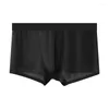 Sous-pants Boxer de la soie glace pour hommes shorts rapides séchage mince sous-vêtements pour jeunes pantalon de mode solide