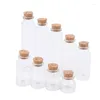 Garrafas de armazenamento 5pcs 10ml 15ml 20ml 25ml 30ml 40ml 50ml vidro transparente bonito com rolha de cortiça frascos de especiarias vazios DIY artesanato frascos