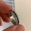 Uniek ontwerp Emerald Zirkoon geweven gebakken deeg twists open ring voor dames mode persoonlijkheid hoge coole stijl