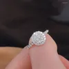 Cluster Ringen Romantische 925 Sterling Zilver Voor Vrouwen Ronde Pave Gesimuleerde Diamanten Ring Vinger Sieraden Meisje Gift Groothandel