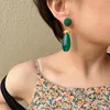 Dangle Oorbellen Delicate Charm Groene Hars Aubergine Voor Vrouwen Koreaanse Mode Oorbel Prachtige Vintage Sieraden Romantische Accessoires