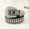 Paski moda luksusowy pasek dhinestone z unisex pu skórzane hip-hopowe punkowe dżinsy odzieżowe Akcesoria luksusowe projektant BB Pas