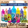 Originele RandM Fumot Tornado 9000 Pro Rookwolken Wegwerp E-sigaretten Mesh Coil 18ml Pod Batterij Oplaadbaar Elektronisch 9000 bladerdeeg Cigs 9K 2% 5% Vape Pen 43 Smaken