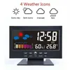 Orologi da tavolo Orologio digitale intelligente Stazione meteorologica Display Allarme Umidità Temperatura Misuratore calendario wireless Funz Q0r4