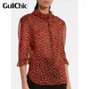 Women's Blouses 7.5 GuliChic Women Elegant Love Print Ruffle Three Quarter Sleeve Casual Shirt