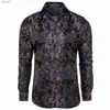 Plus-T-shirts voor heren Polo's Bruin Bloemen Blauw Overhemden voor heren Luxe Zijde Heren Zakelijk Overhemd Lange mouwen Slim Fit Casual Kleding Kraag Pin yq240401