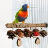 Autres fournitures d'oiseaux Perroquet Swing Toy Bois naturel Morsure d'animal de compagnie à mâcher des boules de pin à mâcher bâton de support