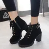 Fitnessschuhe Frühling Winter Damen Pumps Stiefel Hochwertige Schnürschuhe Europäische Damen PU Heels Schnelle Lieferung