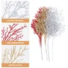 Decorative Flowers 12pcs Glitter Christmas Picks Leaf Spray Tree Pick Ornament Floral Twig Branches Artificial Embellishing