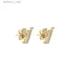 Boucles d'oreilles de créateurs pour femmes or plein diamant charme lettre boucle d'oreille en acier inoxydable Aretes Orecchini fête amoureux de mariage cadeau bijoux de fiançailles