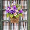 Decorative Flowers Lavender Wreaths For Front Door Decor Farmhouse Hanging Artificial Flower Baskets Spring Garland