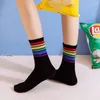 Erkek Çoraplar Instime Unisex Stripes Orta Erkekler Harajuku Renkli 100 Pamuklu Kawaii Gökkuşağı Renk Boyutu 35-42