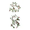 Dekorativa blommor konstgjorda julblad röda bär Vine Garland Xmas 200 cm diy krans för årets semesterdekoration