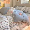 Bedding Sets Kawaii Girls Kids Winter Warm Duvet Cover 4pcs Set Thicken Velvet Quilt Bed Sheets And Pillowcases Full Size