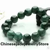 Kette AAA Natürliche Jade Grüne Perlen 8-14mm Armband Elastisches Armband Charmanter Schmuck Mode Handgezeichneter Herren-Glücksbringer Talisman Geschenk Q240401