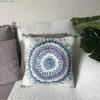 Kuddefodral Blue Mandala Linen Cushion Cover för bil vardagsrum soffa sovrum heminredning 40x40 45x45 50x50 60x60 fall y240407