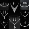 Värdebelt lab diamantsmycken Set Sterling Silver Wedding Halsbandörhängen för kvinnor Bridal Engagement Smyckesgåva S2OR#