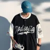 Straße Hiphop Farbe Kontrast Nähte Baseball Shirt Strickjacke Jacke Sommer Kurzarm Shirt Herren Lose Top Herren Kleidung 240321