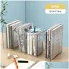 Decoratieve objecten Beeldjes Acryl Boekensteunen Boek Standhouder Bureau Organizer Divider Tafelplank Transparant Accessoires 231219 Dhdj6