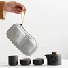 Set da tè Set da tè da viaggio Tazza espresso portatile in ceramica nera in ceramica Una pentola Due tazze per la casa