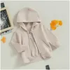 Chaquetas para niños pequeños Baby Boy Girl Zip Up Sudaderas con capucha Color sólido Manga larga Sudadera con capucha Chaqueta Top con bolsillo Drop Entrega Kids Mater Otbdq