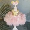 Robe Tutu en maille moelleuse pour fête de premier anniversaire de bébé de 16 ans, jupe irrégulière à fleurs pour fille, dîner de mariage, 240318