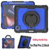 Handle Grip 360 Rotating Kickstand Shockproof Case For iPad Pro 12.9 inch Heavy Duty Hybrid Protective Tablet Cover with S Pencil Holder + Shoulder Strap + PET Film