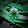 Luxury 100% 18 K White Gold Rings for Women Created Natural Emerald Gemstone Diamond Wedding Engagement Ring Fine Jewelry Gold240327