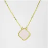 2024 Clover Necklace Fashion Charm Single Floral 15mm Halsband Luxury Diamond Agate 18K Gold Designer Halsband för kvinnor