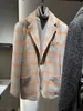 Men Blazers Autumn and Winter Cashmere Suit Jacket kiton Plaid Casual Business Coat