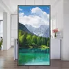 Window Stickers Privacy Film Lakes Scenery Pattern Frosted Sun Blocking Anti UV Static Cling Glass Bathroom Door Home Decor