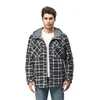 Men Winter Plaid Shirts Coats Hooded Fleece Jackets Harajuku Lg Sleeonve LoosCae sual Shirts Jackets European Style Size S-2XL240401