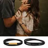 Chaîne Vnox Personnaliser Couple Bracelets Barre en acier inoxydable plaqué or noir avec chaîne de corde en couches Bijoux minimalistes Cadeau Q240401