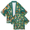 Mens Casual Shirts Japanese Kimono Traditional Mushroom Print Cardigan Asian Clothing Harajuku Samurai Yukata Hip Hop Drop Delivery Ap Dhkba