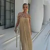 Casual jurken Damesjurk met bandjes Off-shoulder Sexy hangende nek Strand Open rug Maxi Vestidos Mujer Vakantielinnen