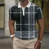 Polos pour hommes S Shirt Fashion Stripes Chemises imprimées Casual Manches courtes Summer Mesh Blouse Vêtements surdimensionnés T Drop Livraison Vêtements Te Dhzxf