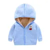 Down Baby Bebek Sonbahar Kış Coats Toddler Astar Velvet Giysiler Erkek Kız Kızlar Çizgili Baskılı Kapüşonlu Paltolar Çocuk Günlük Ceket C0028