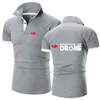 DJI Professional Pilotドローン印刷夏のメンズポロシャツカジュアル高品質のコットンショートスリーブクラシックトップTシャツ240401