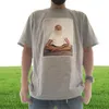 22SS Box Letter Rick Rubin Tee Meditação impressa verão simples cor sólida cor de manga curta moda casual masculino masculino Homens Coupl1002014