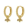 Hoop kolczyki eyika delikatne złoto imitacja perły okrągłe koło utwardzony liść cyrkonowy damskie mody prezent biżuterii