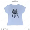 T-shirts Femmes High Street Summer Sexy Tops Femmes Streetwear Goth Crop Top Manches courtes Skinny Baby Tees Vintage Print Y2K Casual Girl Tee