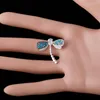Hänghalsband Dragonfly Teal Blue Fire Opal CZ Sier Plated Jewelry for Women Necklacependant Necklacespendant Drop Delivery Pendan DHXCI