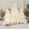 Decorative Flowers & Wreaths Artificial Christmas Tree Pine White Nordic Flocking 2023 Year Decoration Desktop Window Counter Bar Rest Dhosb